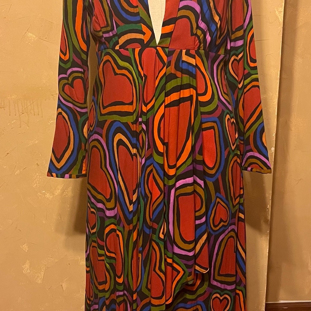 FARM Rio M Rainbow Wild Hearts Maxi Dress Holiday Wedding Valentine Love - Picture 3 of 16